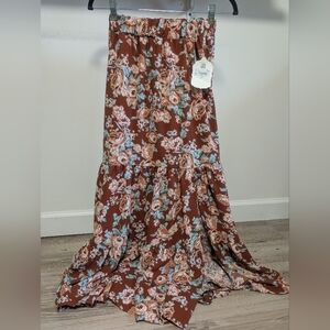 Altar'd State Floral Rust Maxi Skirt size XS